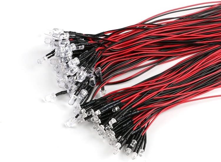 XMGKMN 10 luces LED F3 F5 de 0.118 in 0.197 in 7.9 in precableadas blanco, rojo, verde, azul, amarillo, UV RGB, lámpara de diodo de decoración
