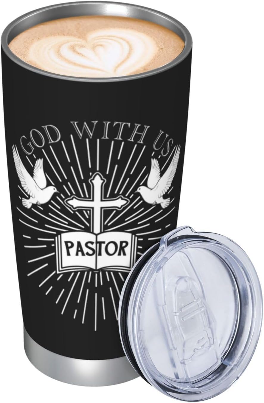 Regalos de agradecimiento para pastores, regalos para pastor para hombres, regalos para pastor, vaso de acero de 20 onzas con tapa, regalos