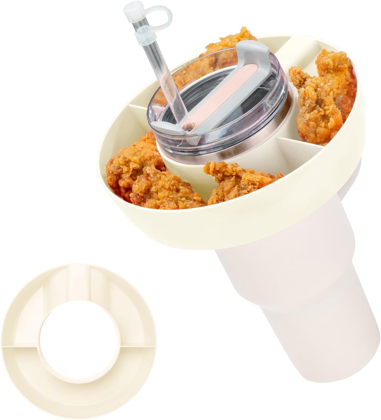 Stanley – Tazón de aperitivos para vaso Stanley de 30 onzas con asa, bandeja de aperitivos compatible con Stanley Cup de 30 onzas con asa, anillo