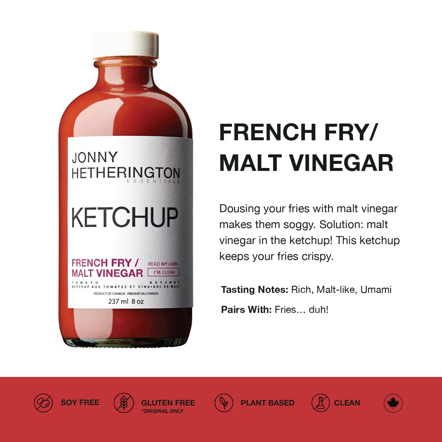 Jonny Hetherington Essentials Ketchup de tomate, ingredientes totalmente naturales, sin aditivosconservantes, cobertura perfecta para condimentos