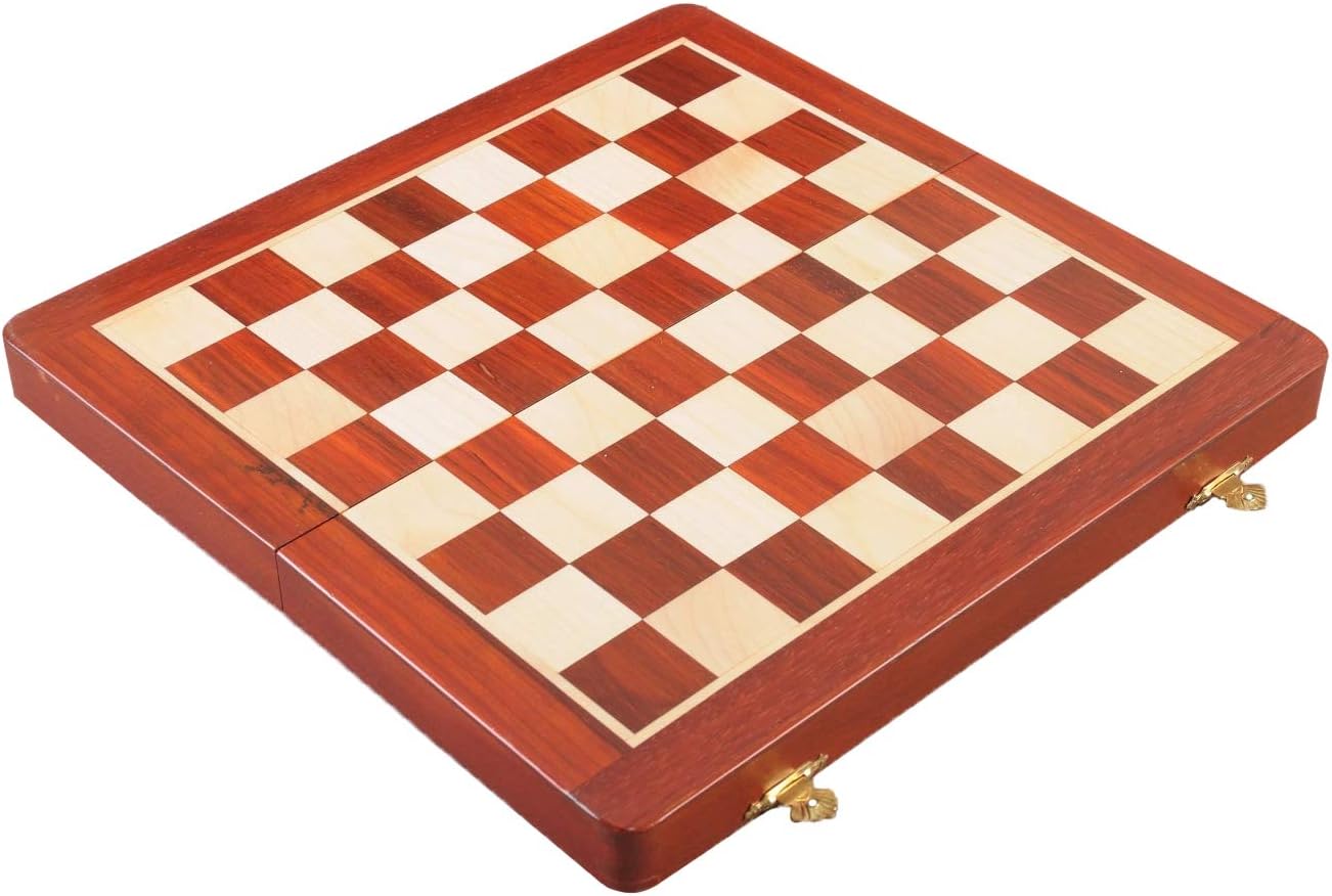 Juego de ajedrez magnético de viaje plegable de madera – 12 pulgadas – Palisandro de sangre y arce