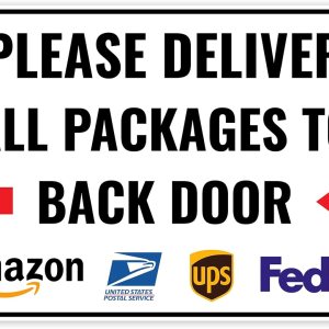 1 letrero de entrega para paquetes  Please Deliver All Packages to Rear Door Left Flecha  12 x 8 pulgadas  Aluminio  Instrucciones de entrega para 1 letrero de entrega para paquetes  Please Deliver All Packages to Rear Door Left Flecha  12 x 8 pulgadas  Aluminio  Instrucciones de entrega para