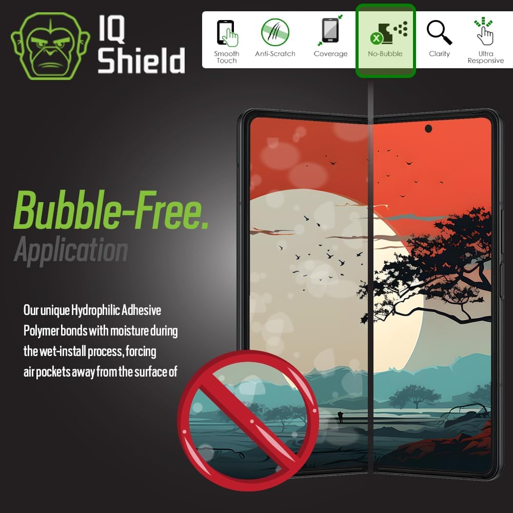 IQShield Protector de pantalla compatible con Samsung Galaxy Z Fold 3 (paquete de 2) película de TPU transparente antiburbujas