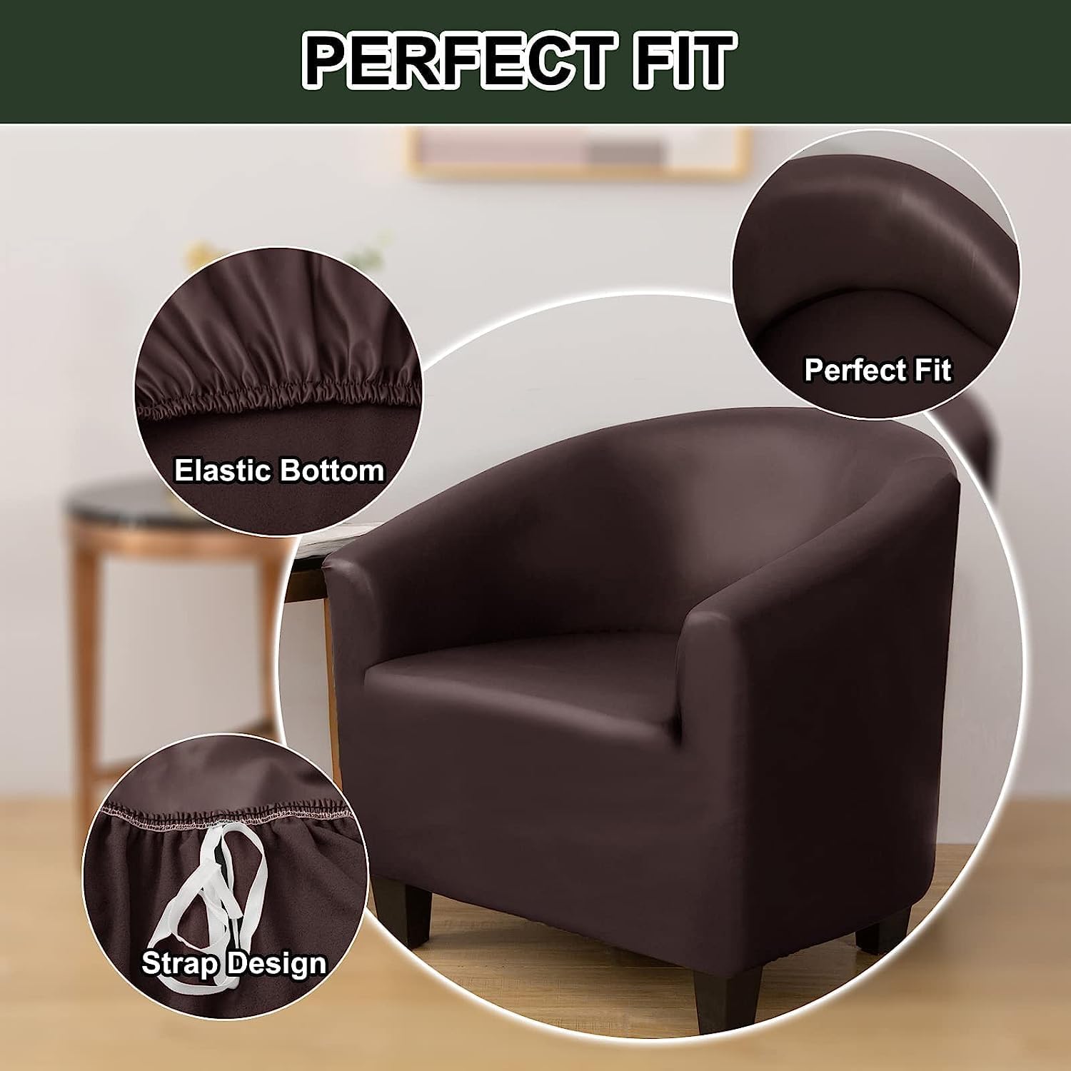 Funda impermeable para silla de bañera, 1 pieza, funda de piel sintética para silla de club, funda elástica para sillón, funda de silla de barril