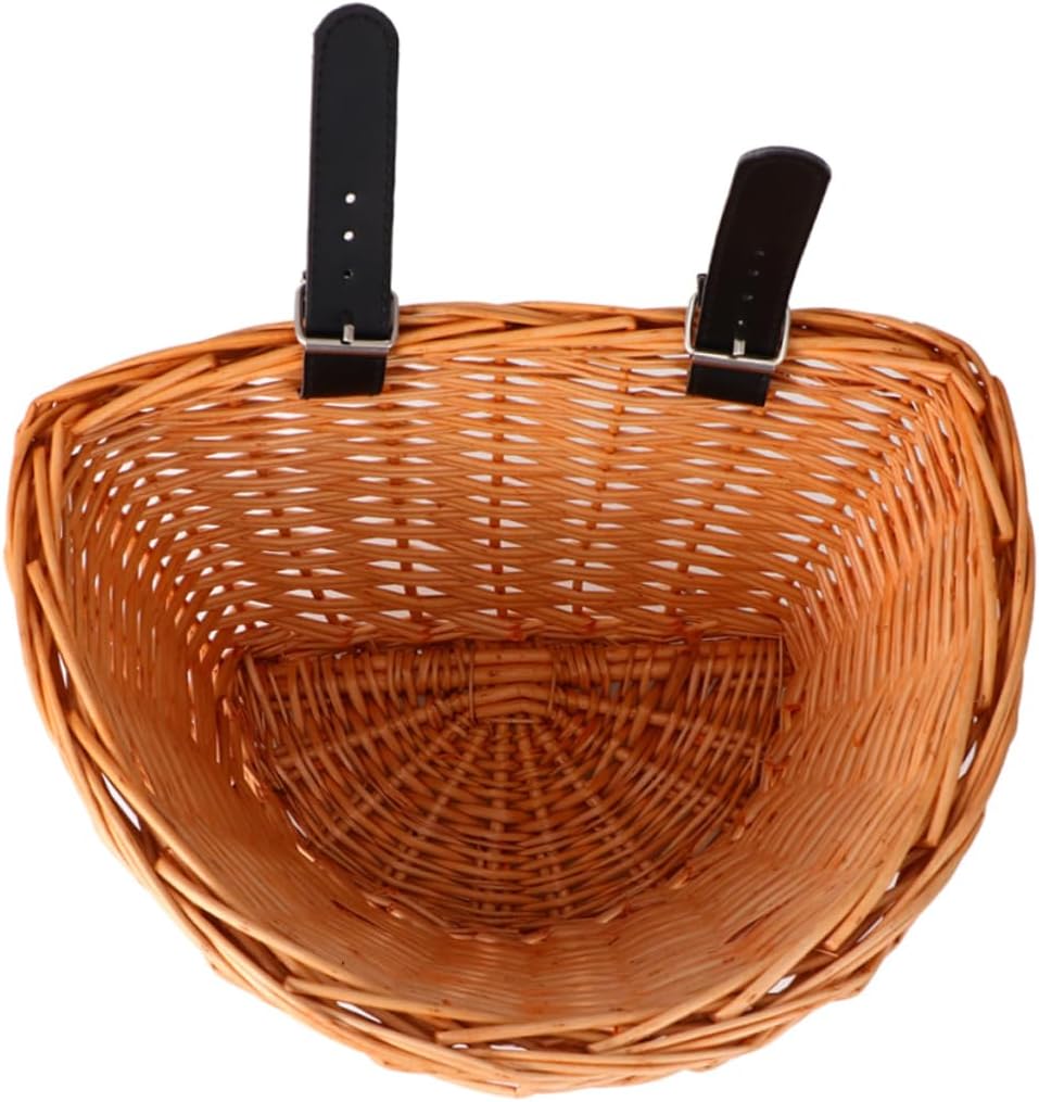 INOOMP Accesorios de bicicleta para niños, cesta de ratán, cesta delantera para bicicleta, cesta de bicicleta para niñas, cesta de mimbre tejida