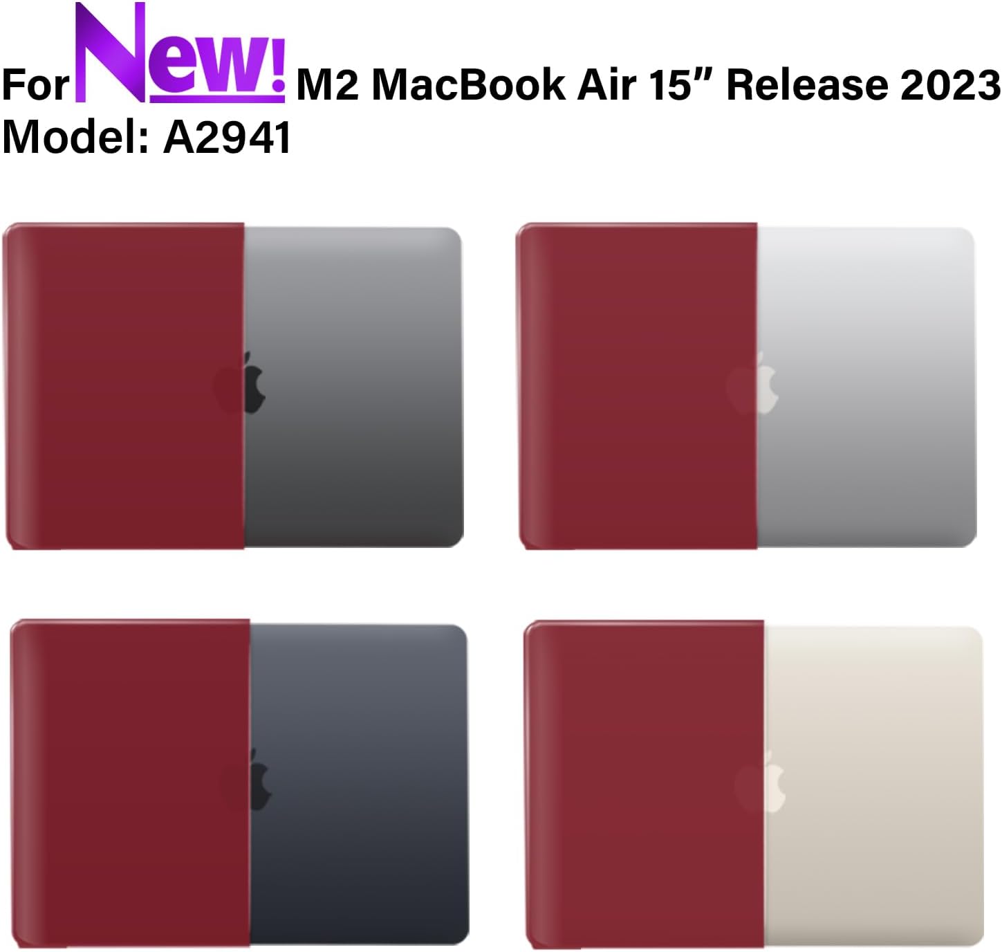 IBENZER Compatible con MacBook Air 2024 2023 de 15 pulgadas M3 A3114 M2 A2941, carcasa rígida, cubierta de teclado y película de pantalla para Mac