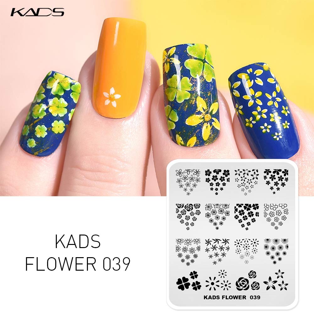 KADS 5pcs Nail Stamp Placas Set Uñas Arte Estampado Placa Hojas Flores Animal Nail Plate Plantilla Imagen Placa