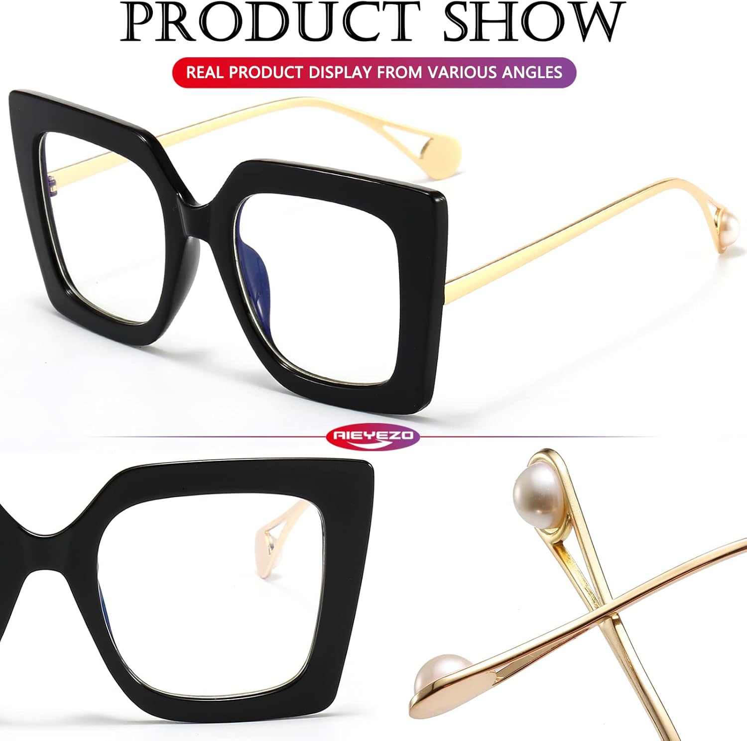 AIEYEZO Gafas de luz azul de gran tamaño para mujer, antifatiga y prevención de dolor de cabeza
