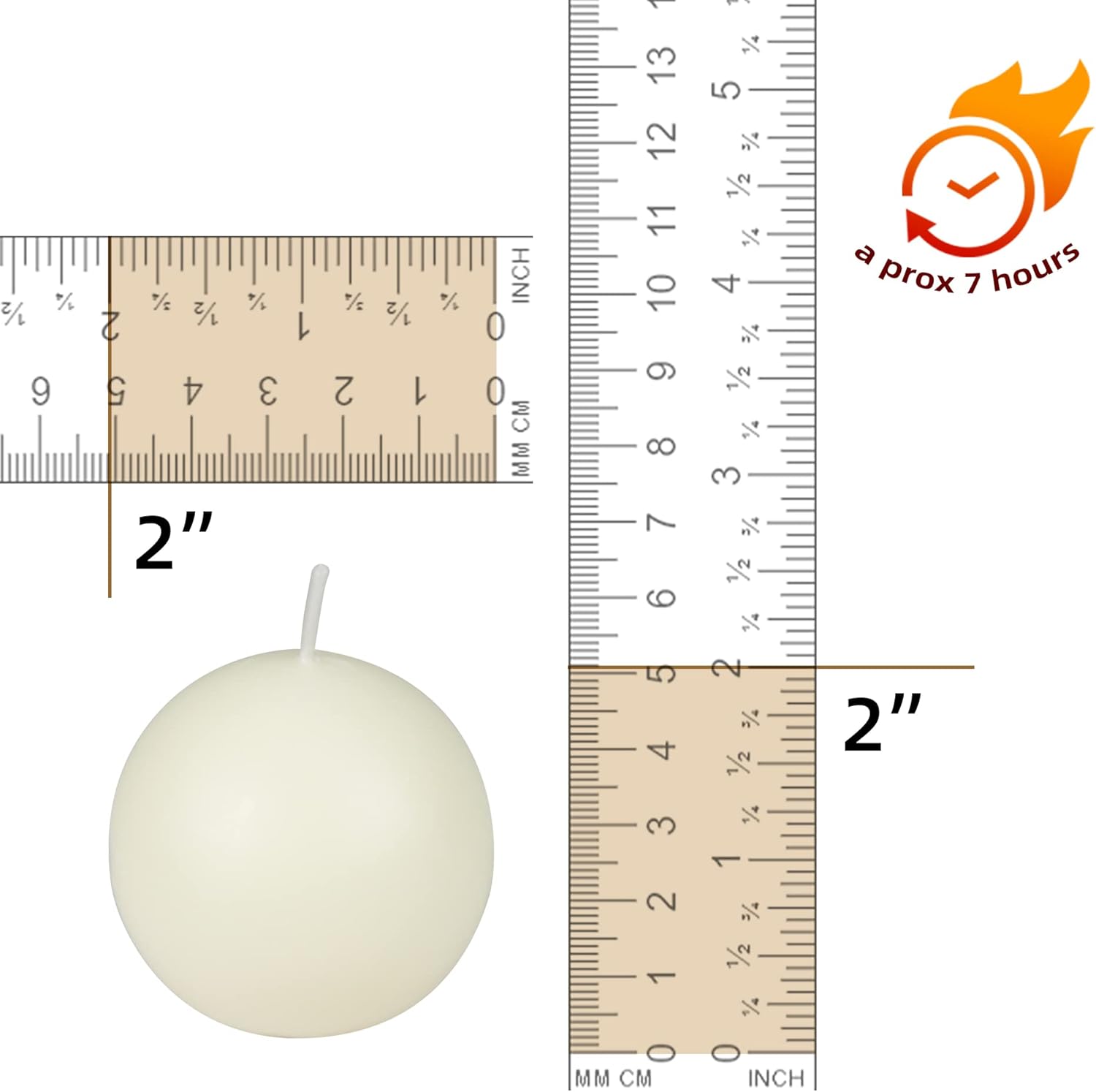 CBZ-004 – Velas de bola de 12 piezas, 2 pulgadas, marfil, número