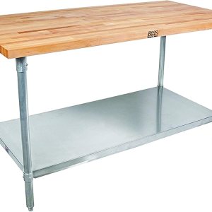 John Boos mesa de trabajo con parte superior de arce con base y estante galvanizados, Marrón, 1 John Boos mesa de trabajo con parte superior de arce con base y estante galvanizados, Marrón, 1