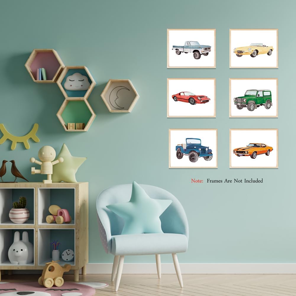 XUOIAYNB Impresiones artísticas clásicas de acuarela para automóvil, diseño retro de auto todoterreno (8 x 10 x 6 unidades, sin marco), obra de arte