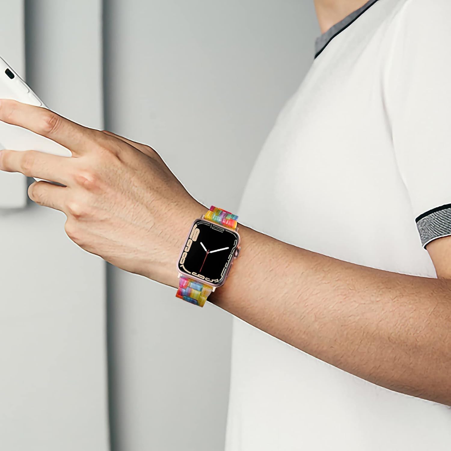 GEAK Correa de resina compatible con Apple Watch de 1.732 pulgadas, 1.654 pulgadas, 1.772 pulgadas, para hombres y mujeres, correa de resina ligera