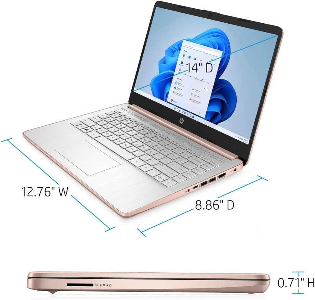 HP Stream Pantalla HD de 14 pulgadas, procesador Intel Celeron de doble núcleo, 16 GB de RAM DDR4, 128 GB de almacenamiento (64 GB eMMC+tarjeta de