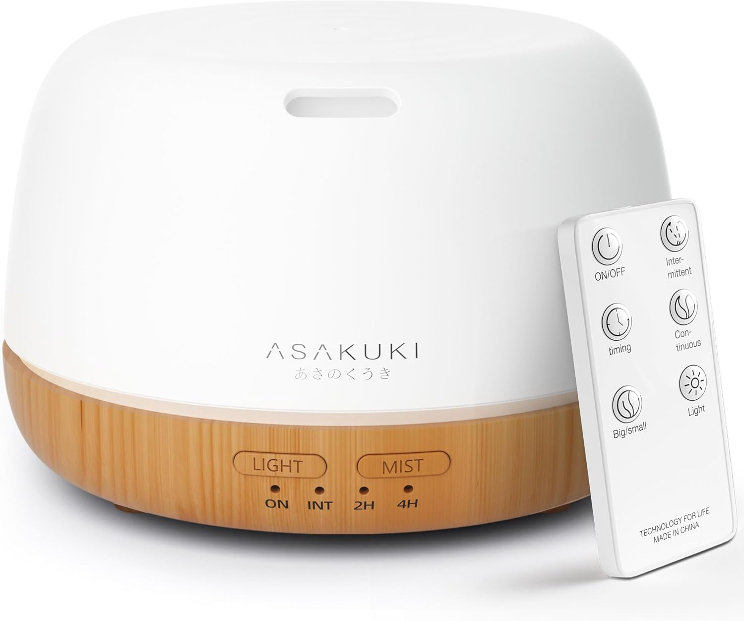 ASAKUKI Difusor de aceite esencial con mezcla de aceites esenciales, 10.1 fl oz, pequeño difusor de aroma lindo con luz LED de 7 colores