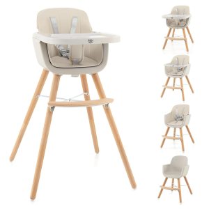 BABY JOY Silla alta convertible para bebé, silla alta de madera 3 en 1 con bandeja extraíble, patas ajustables, arnés de 5 puntos, cojín de BABY JOY Silla alta convertible para bebé, silla alta de madera 3 en 1 con bandeja extraíble, patas ajustables, arnés de 5 puntos, cojín de