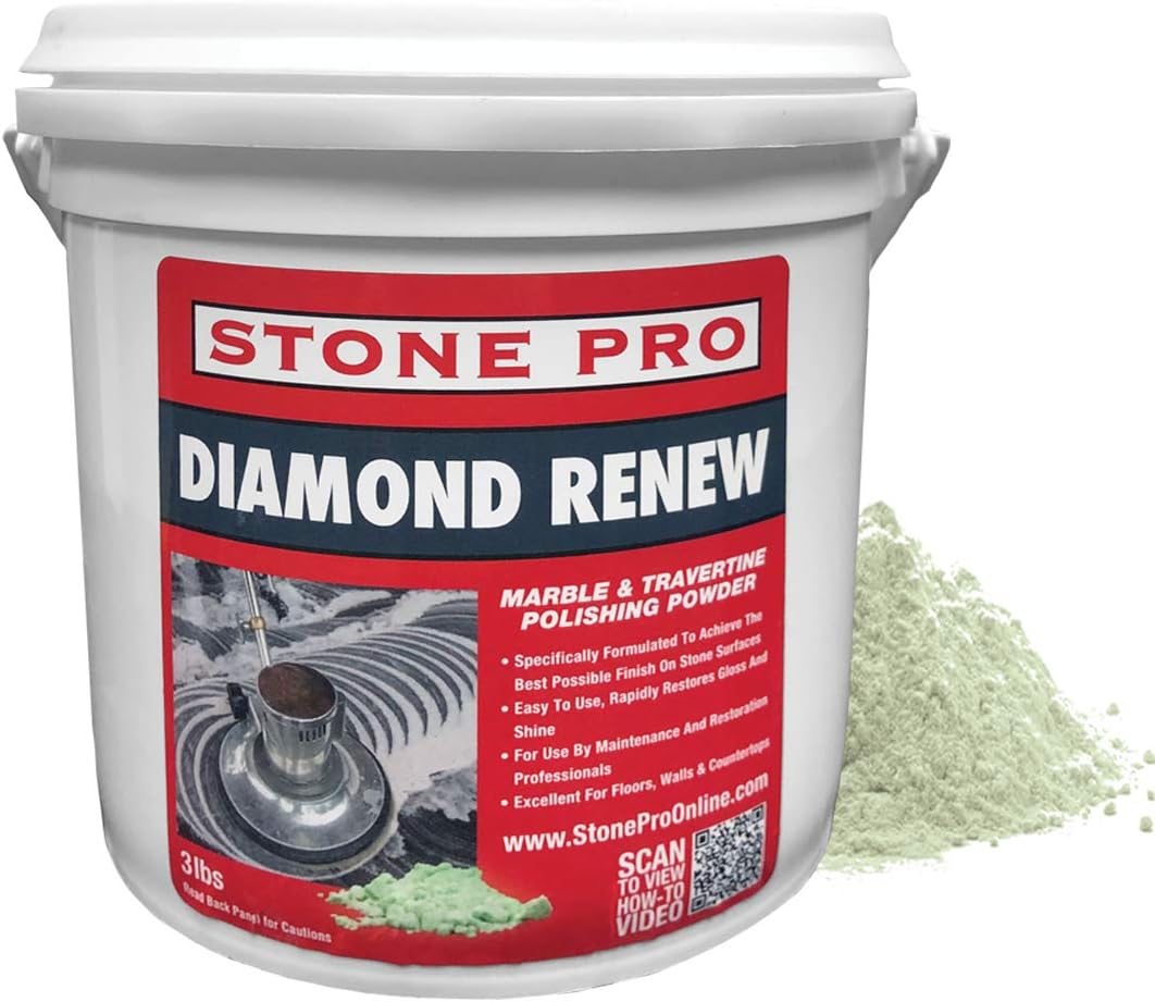 Stone Pro Polvo de pulido Diamond Renew (3 libras) (para pulir mármol, travertino y piedra caliza)