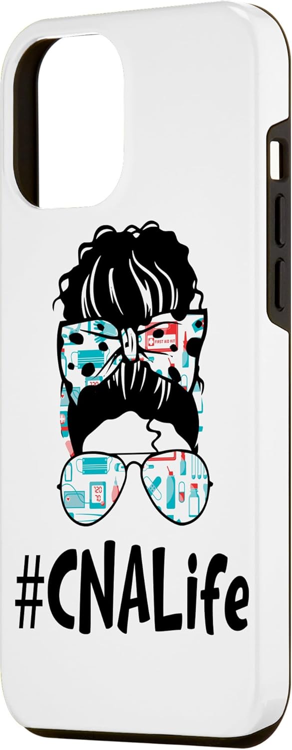 Funda para iPhone 13 Pro Max Messy Bun Cna Life Squad divertida certificada para asistente de enfermería