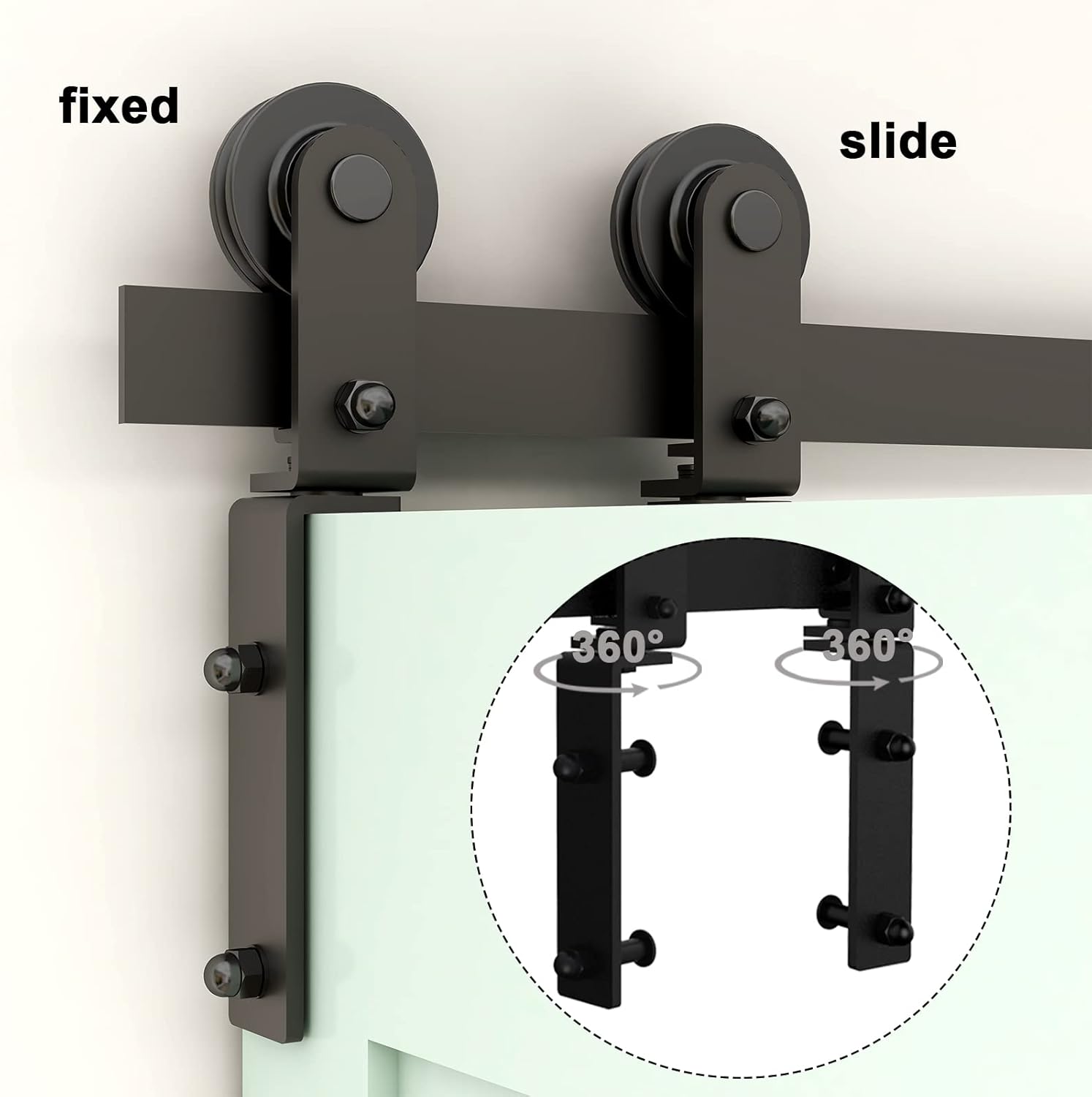 Kit de riel deslizante de 5 pies60 pulgadas para puerta de granero plegable para 2 puertas de acero al carbono resistente (solo kit de hardware, sin