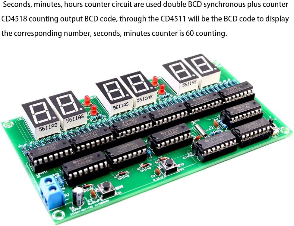 Kit de reloj electrónico DIY 6 bit Circuito Digital Kit de soldadura Kit de habilidad Concurso Materiales de entrenamiento para adultos