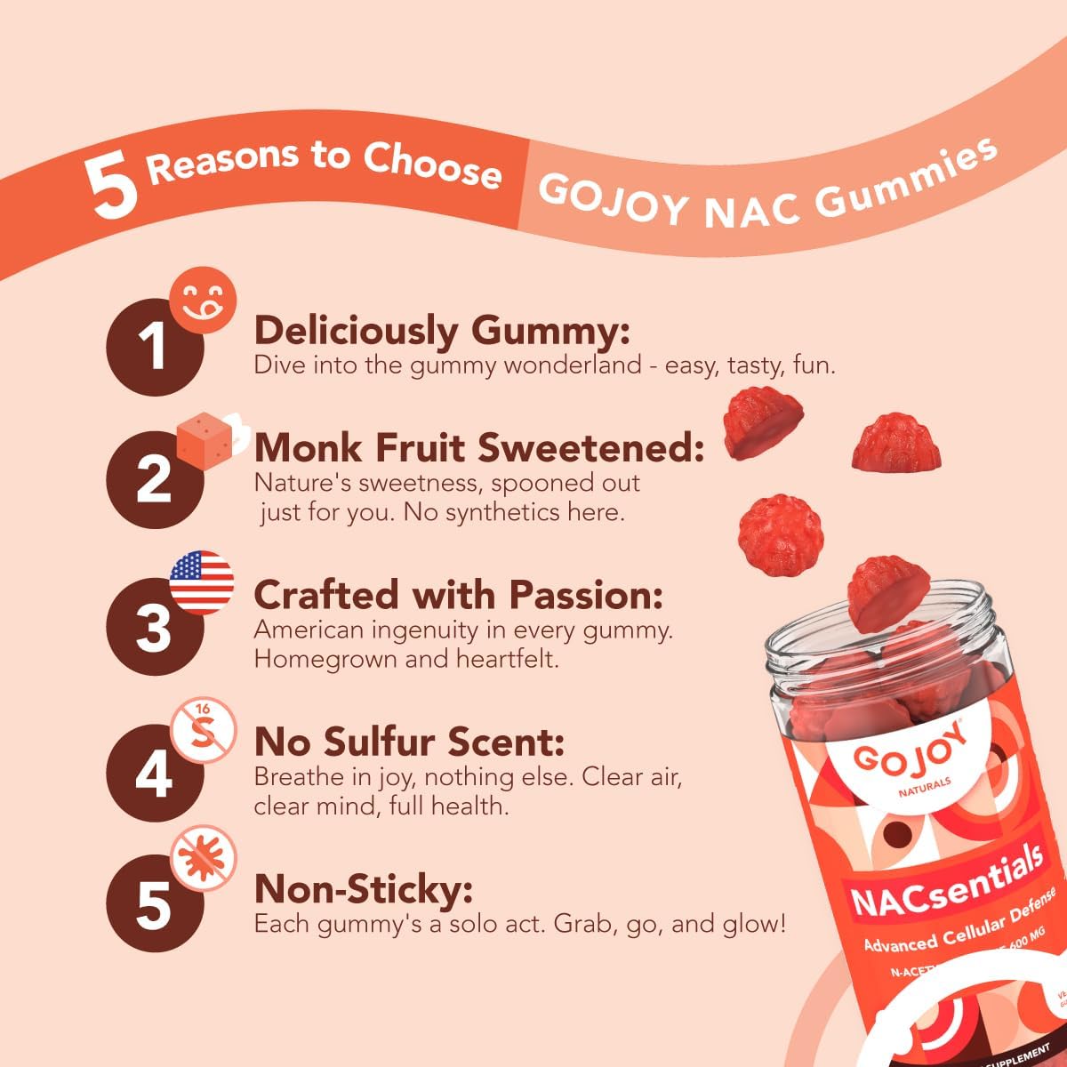 NACsentials – Gomitas de 600 mg de NAC y N-acetil cisteína, mezcla antioxidante esencial para defensa celular y salud de la piel, con vitamina C,
