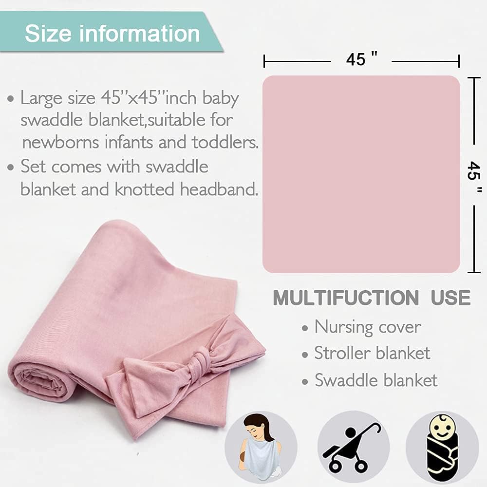 OWLOWLA Conjunto de manta y gorro para recién nacido, manta de recepción para bebés niños y niñas (rubor)