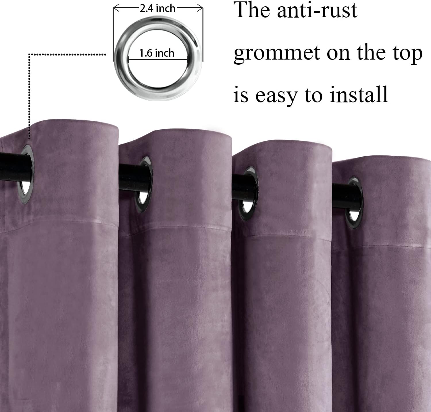 JIUZHEN Cortinas de terciopelo de 96 pulgadas de largo, con aislamiento térmico, para oscurecer la habitación, con ojales, cortinas texturizadas de
