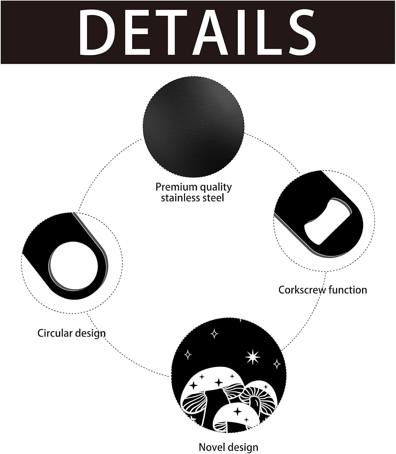 CREATCABIN Phase Moon – Abrebotellas plano de metal de velocidad, abridor de botellas de acero inoxidable, llave de barra para camarero, hogar,