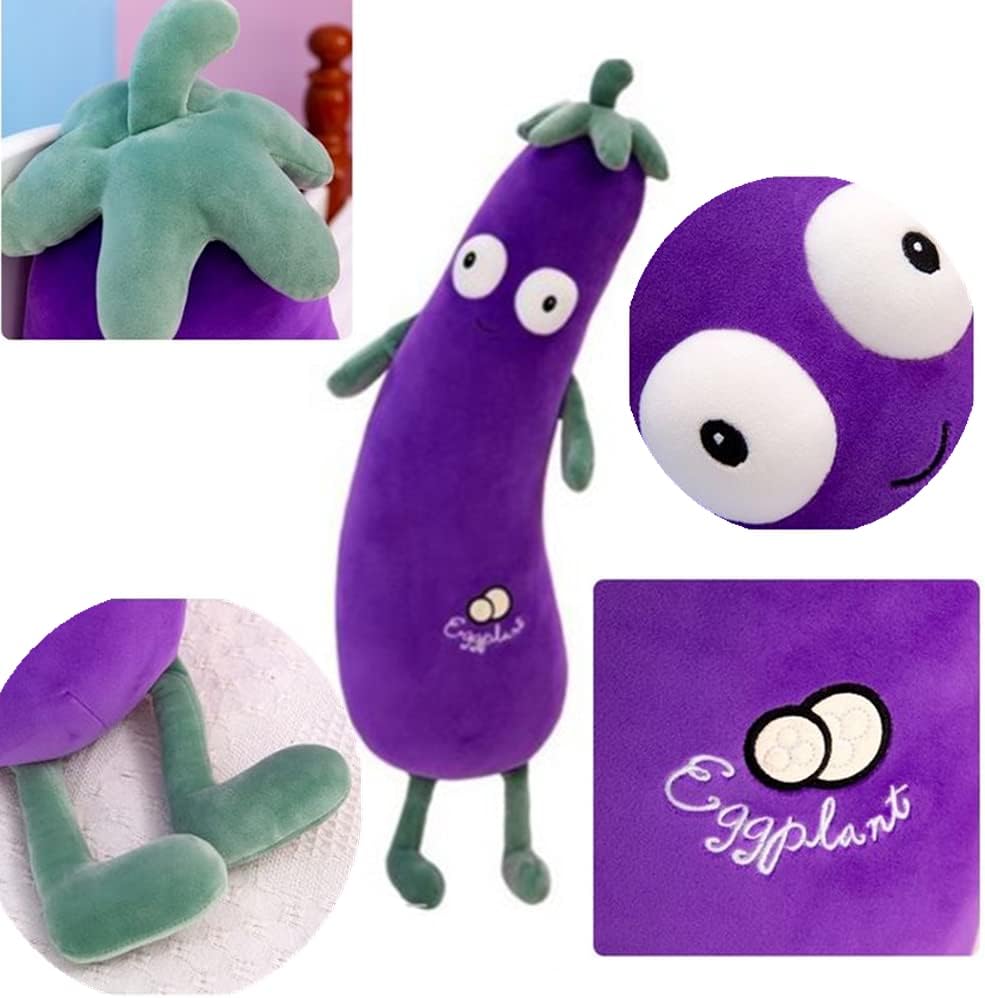 JOSON Muñeca morada grande de simulación Mr. Eggplant Doll Sleeping Pillow Doll, cojín de peluche (27 pulgadas)