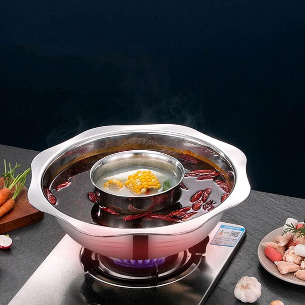 Olla caliente de acero inoxidable Shabu Pot Olla caliente con divisor 30CM Espesar olla de cocina para estufa de inducción Estufa de gas Una olla