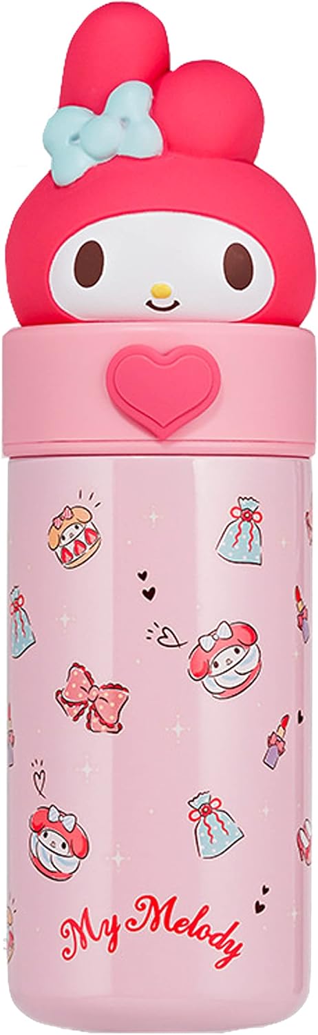 Melody – Botella de agua aislada de acero inoxidable, 11.8 fl oz, color rosa