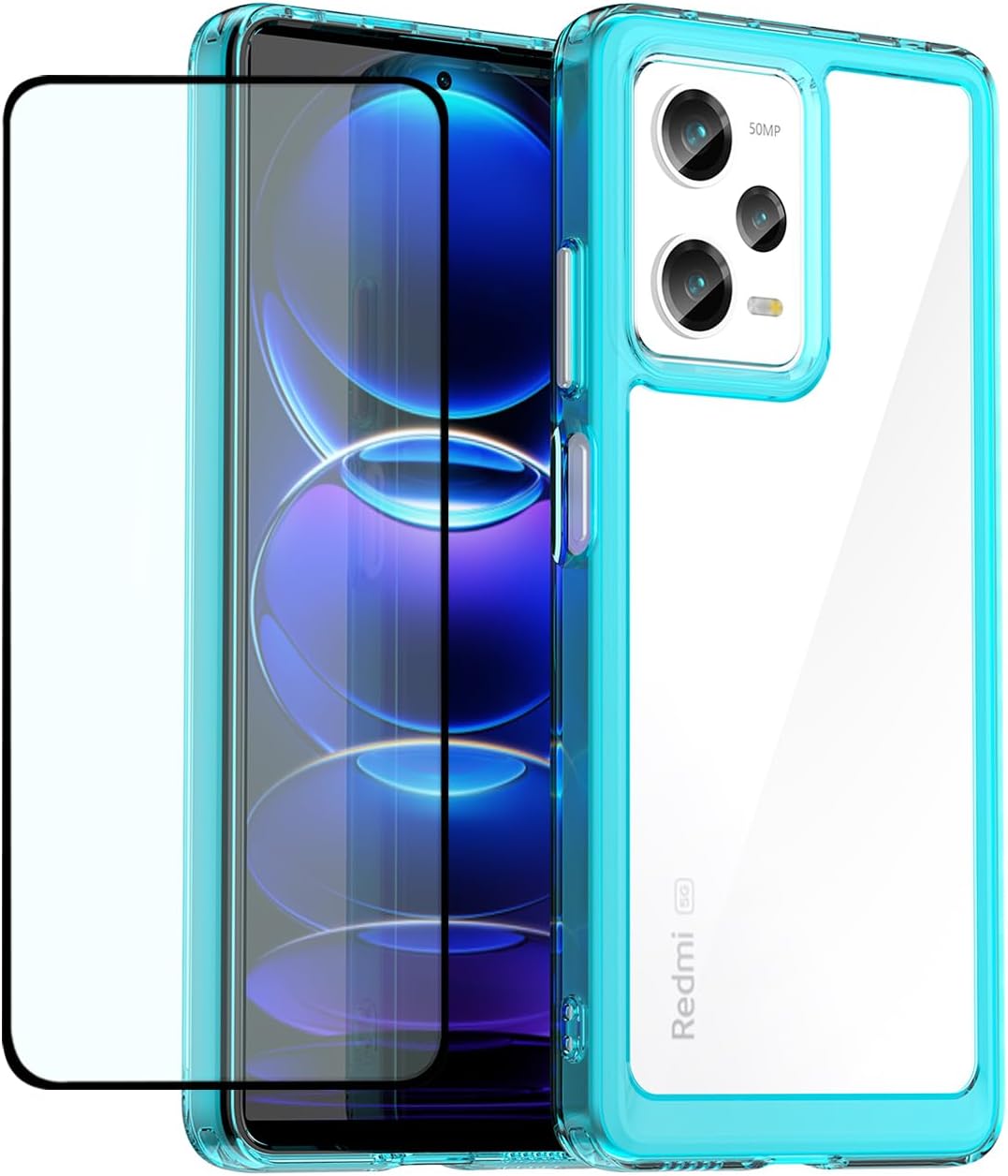 Funda de teléfono para Redmi Note 12 Pro, Poco X5 ProRedmi Note 12 Pro speed con protector de pantalla, parachoques suave con cristal transparente,