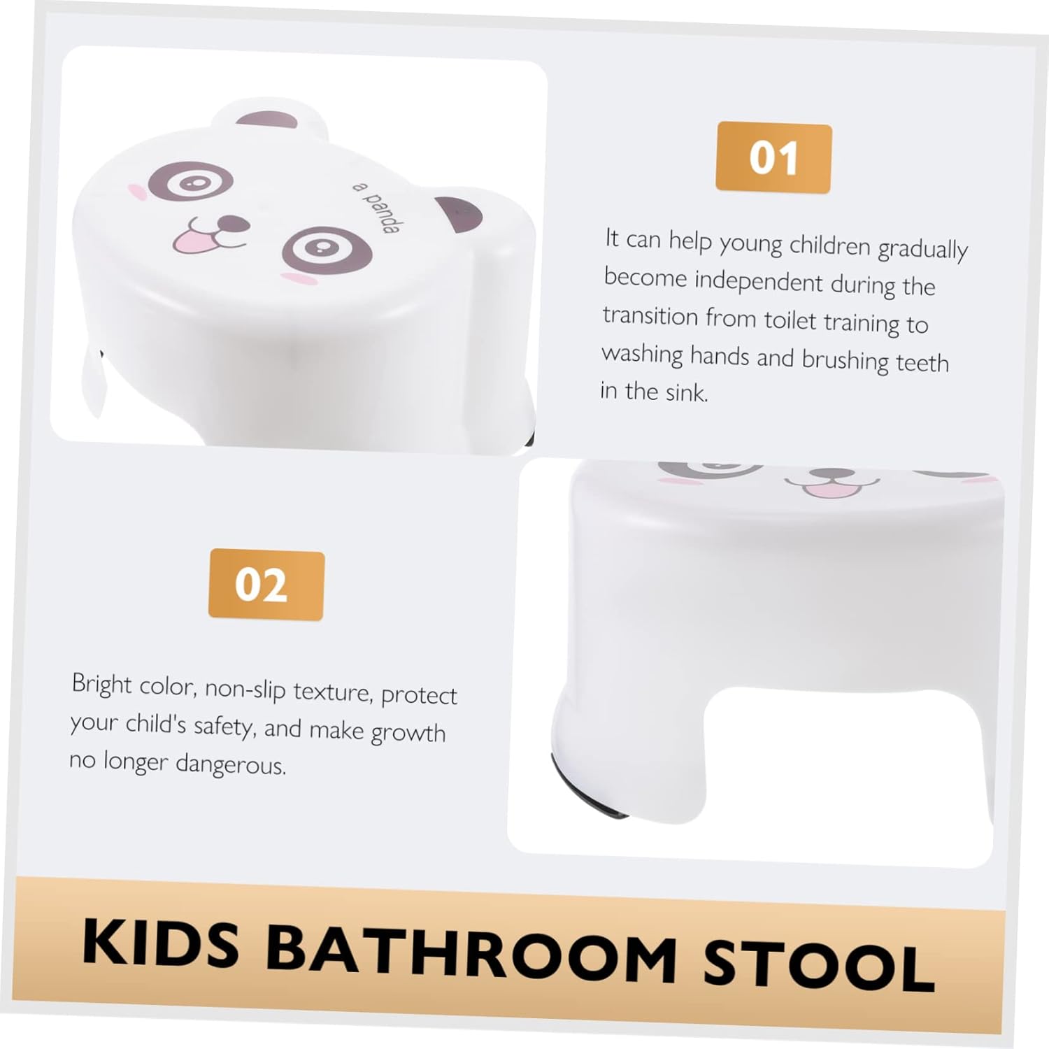 Taburete de plástico de dibujos animados de 3 piezas para niños pequeños, taburete para adultos, silla para seguridad de bebé, taburete auxiliar