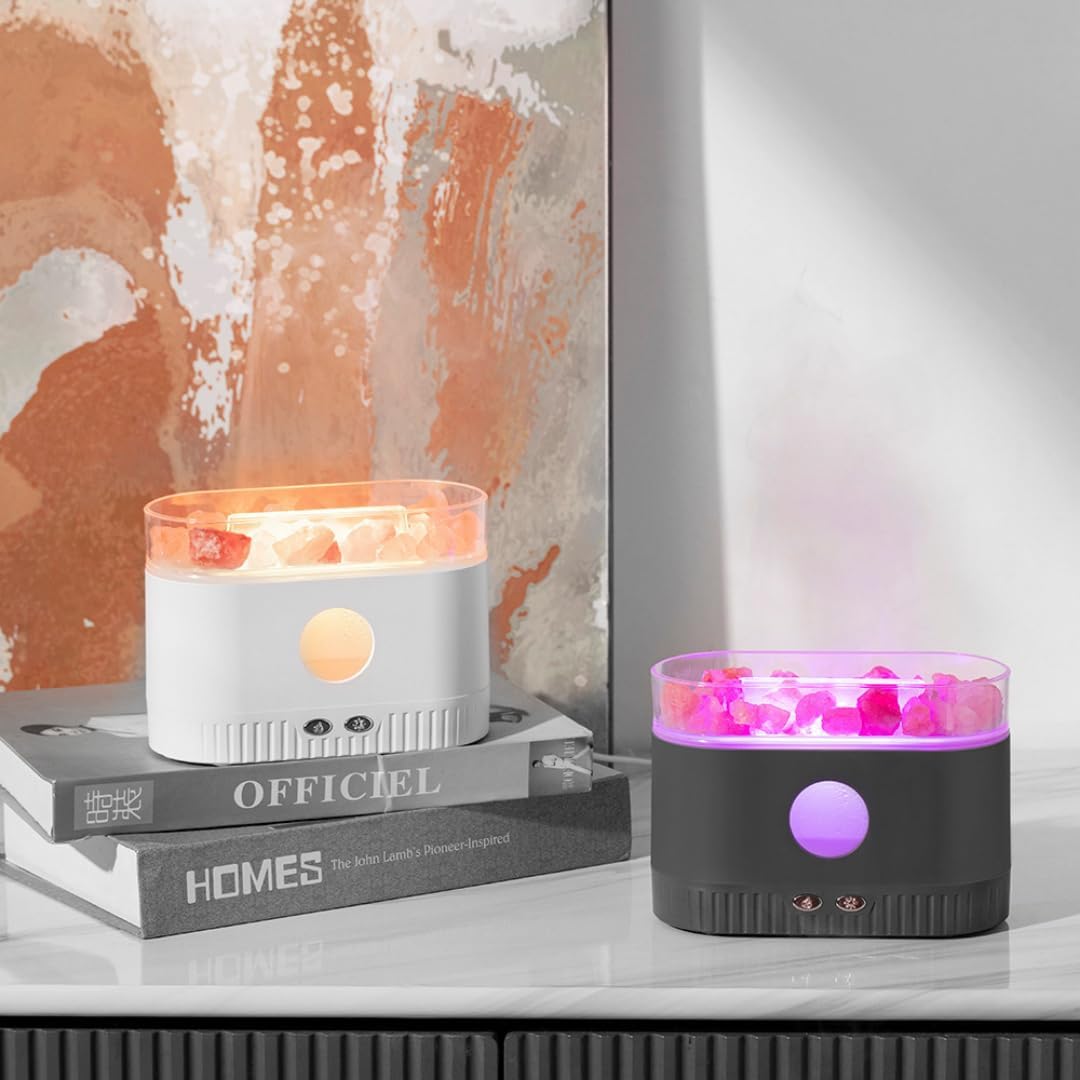 Difusor de aroma de lámpara de sal del Himalaya, capacidad de 6.8 fl oz, 8 horas de tiempo de funcionamiento, automatización ultrasónica, color