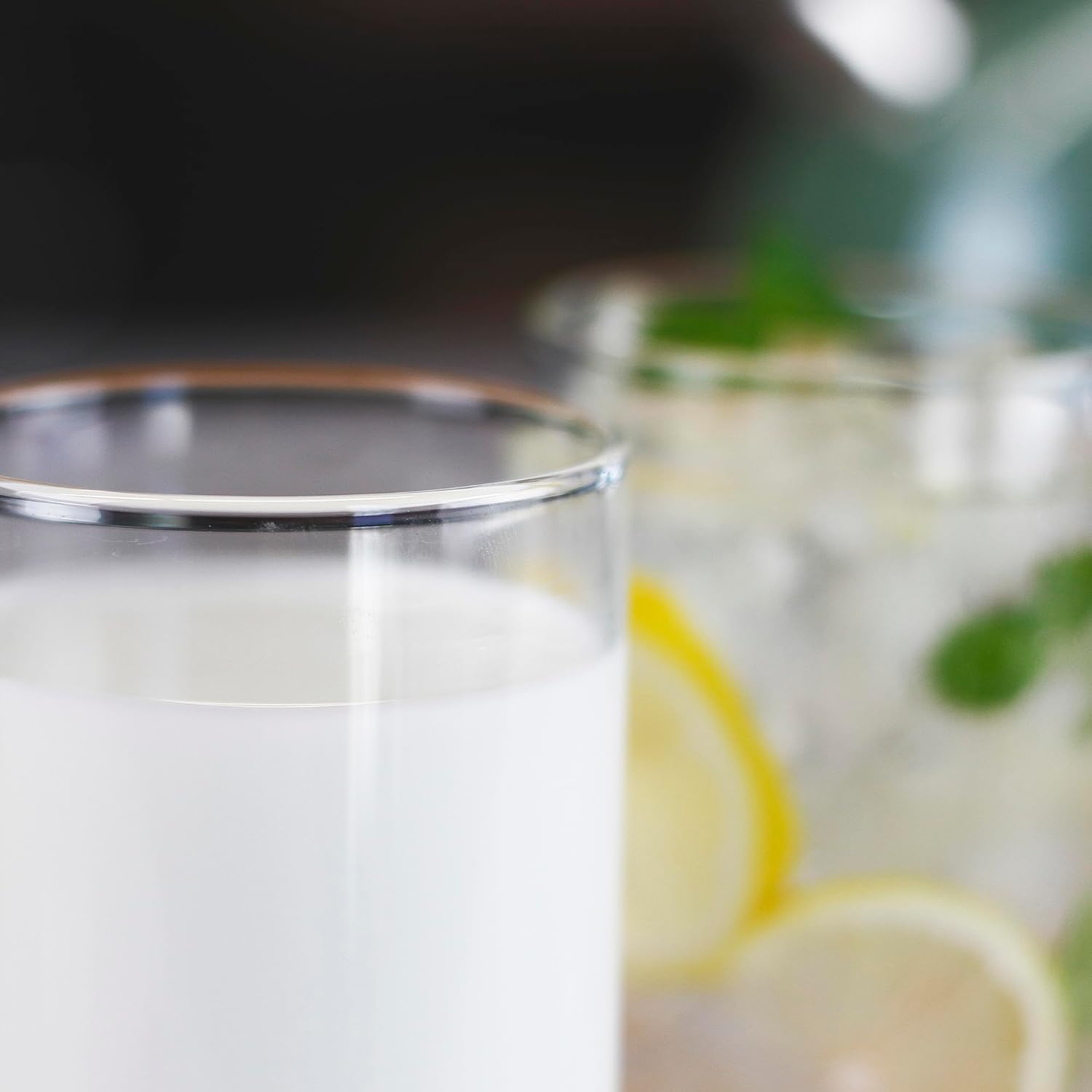 BaveL Juego de 4 vasos altos finos de cóctel con tapa, vasos altos para agua, jugo, leche, cócteles, cerveza y más, cristalería de bar elegante,