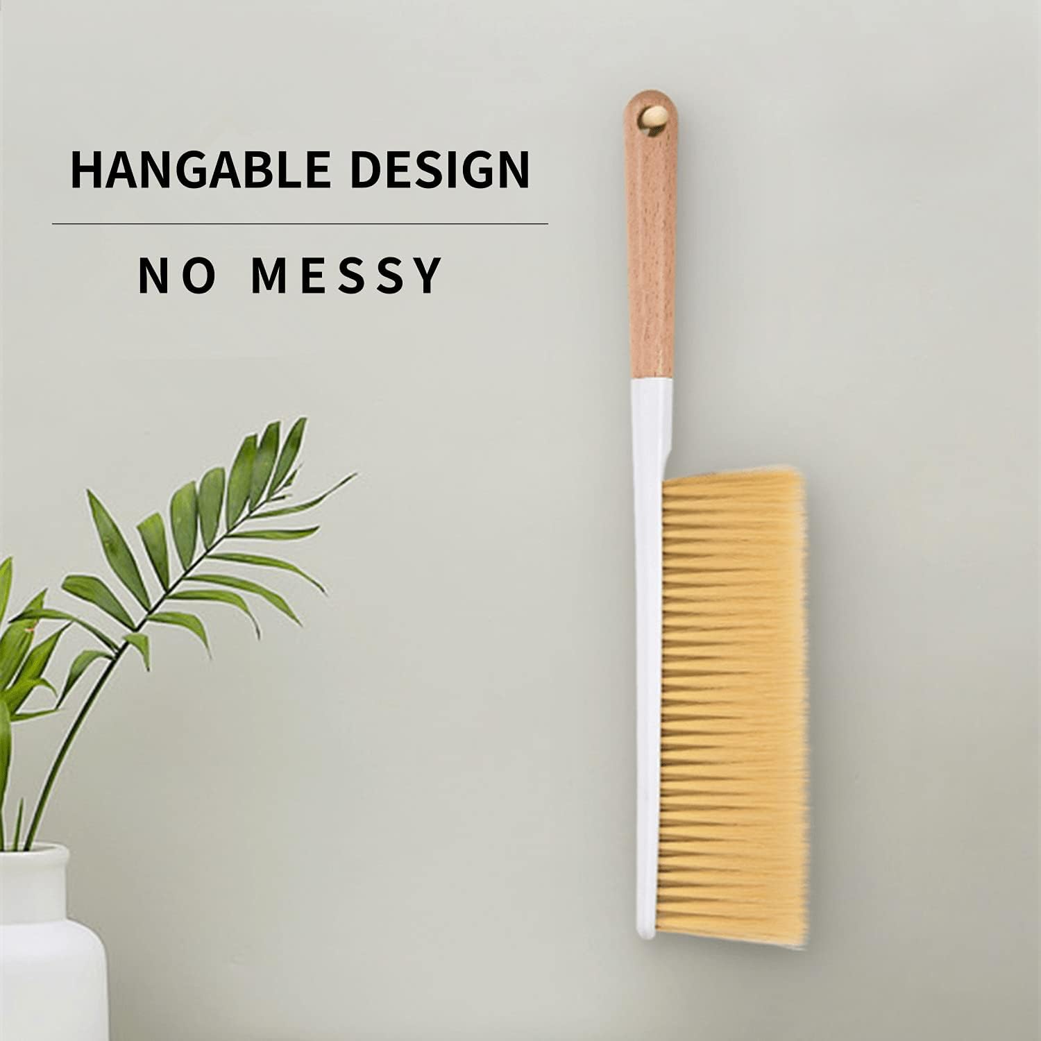 Cepillos de limpieza de escobas de mano, cepillo suave para plumero de muebles con mango de madera largo, herramienta de polvo para el hogar (1