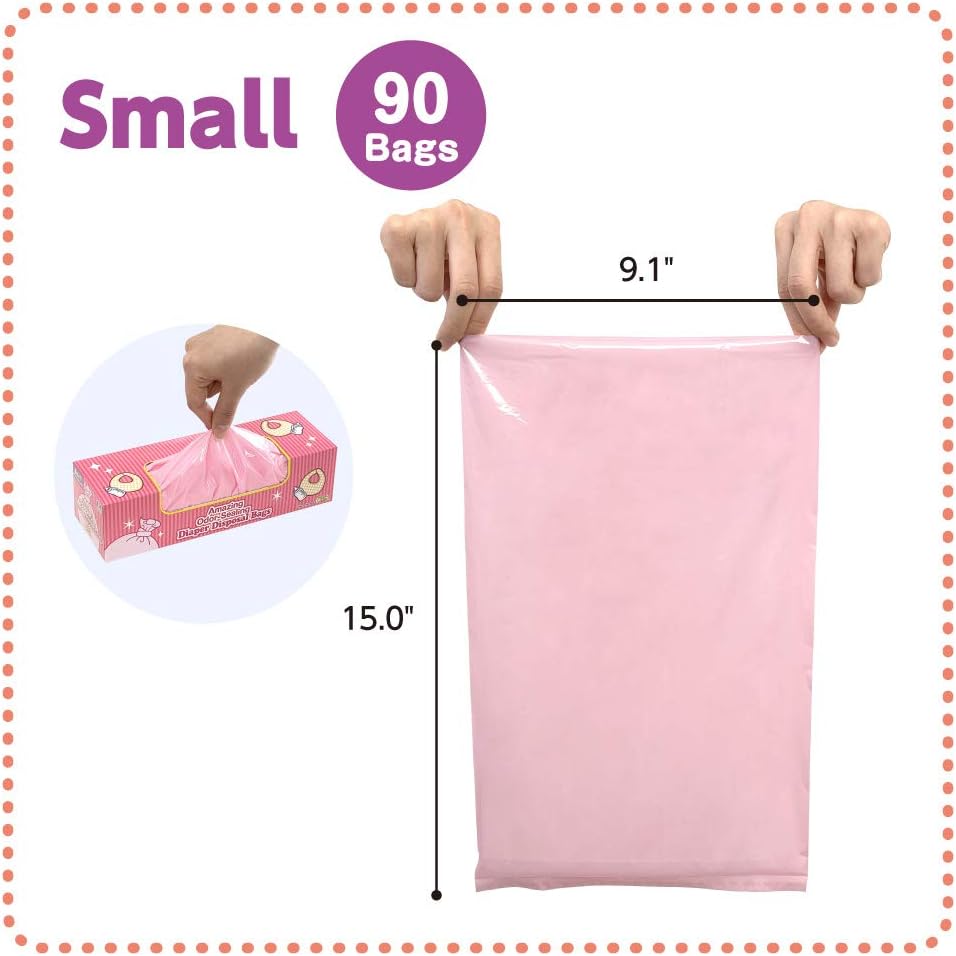 BOS Amazing Odor Sealing – Bolsas de eliminación de pañales para bebé, duraderas y sin perfume Tamaño S, color rosa (150 unidades, paquete de 1)