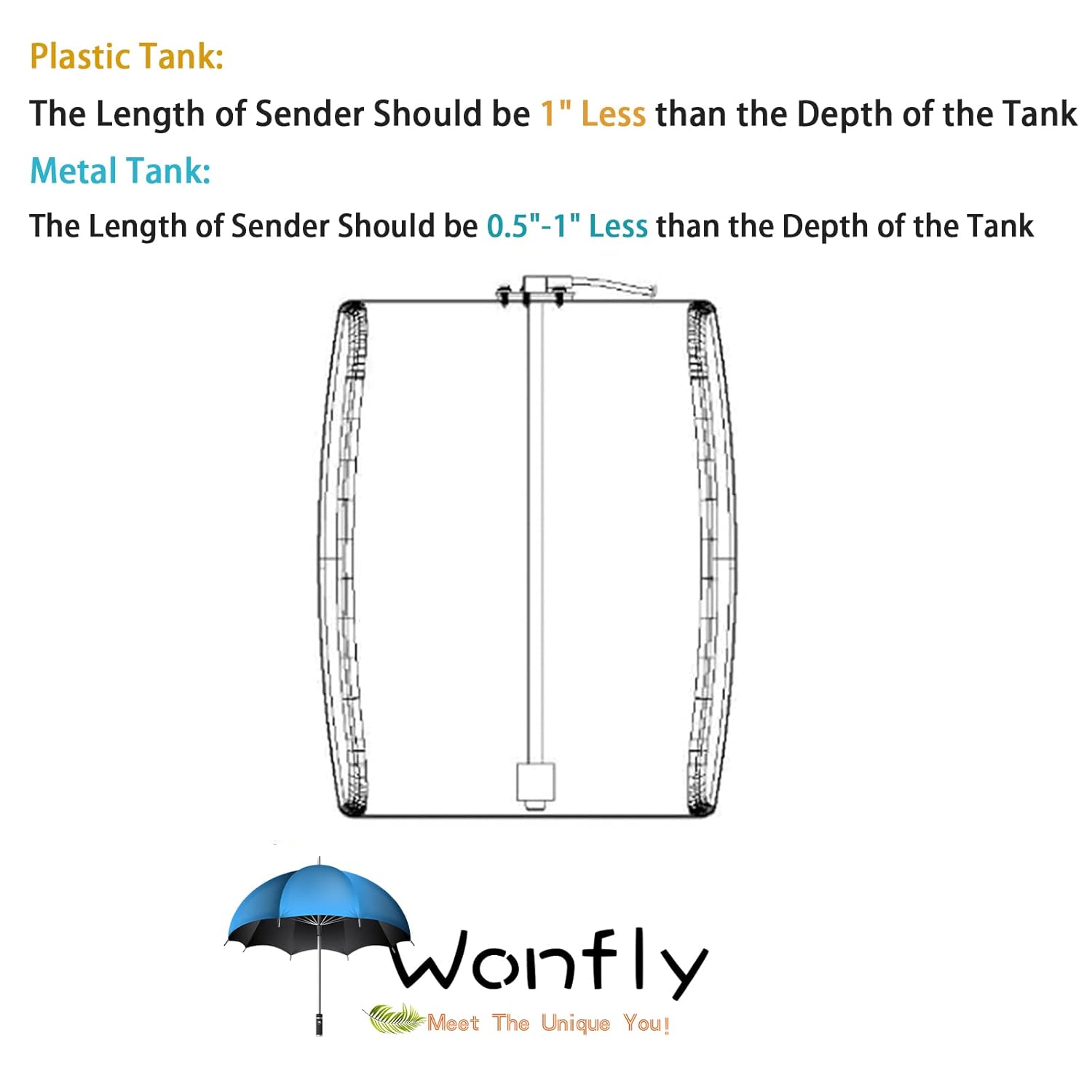 Wonfly Unidad emisora de combustible inoxidable, 240  33 ohmios, 11 pulgadas (11.0 in), unidad de envío de tanque de combustible para barco marino,