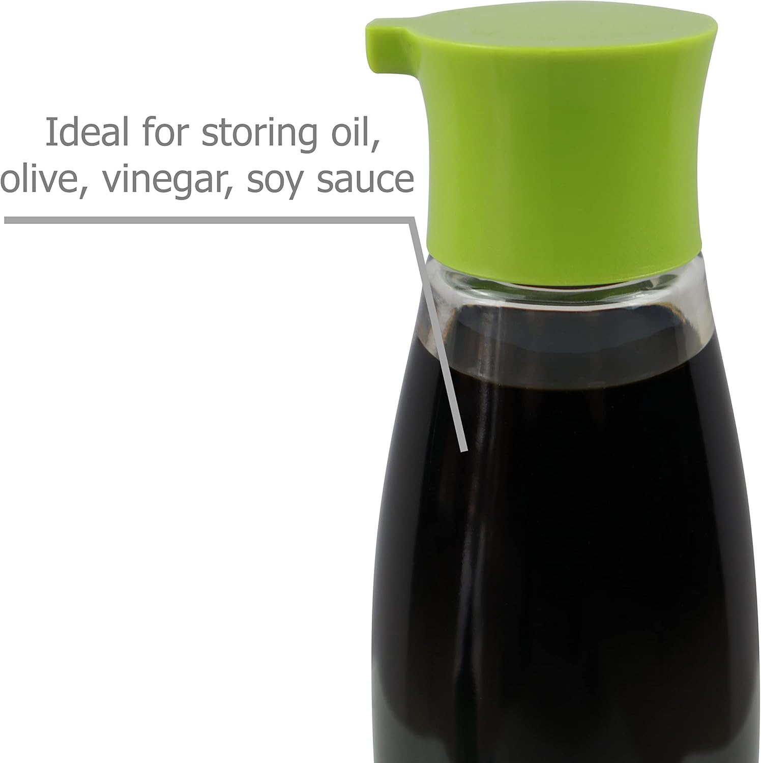 Juego de 2 botellas de vidrio dispensadoras para salsa de soja y vinagre de aceite de oliva, adecuado para cocina, barbacoa, uso