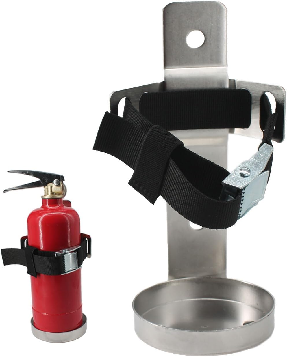 Soporte para extintor de incendios, soporte de pared, compatible con extintores de incendios de 2.5 libras, acero inoxidable (acero inoxidable de