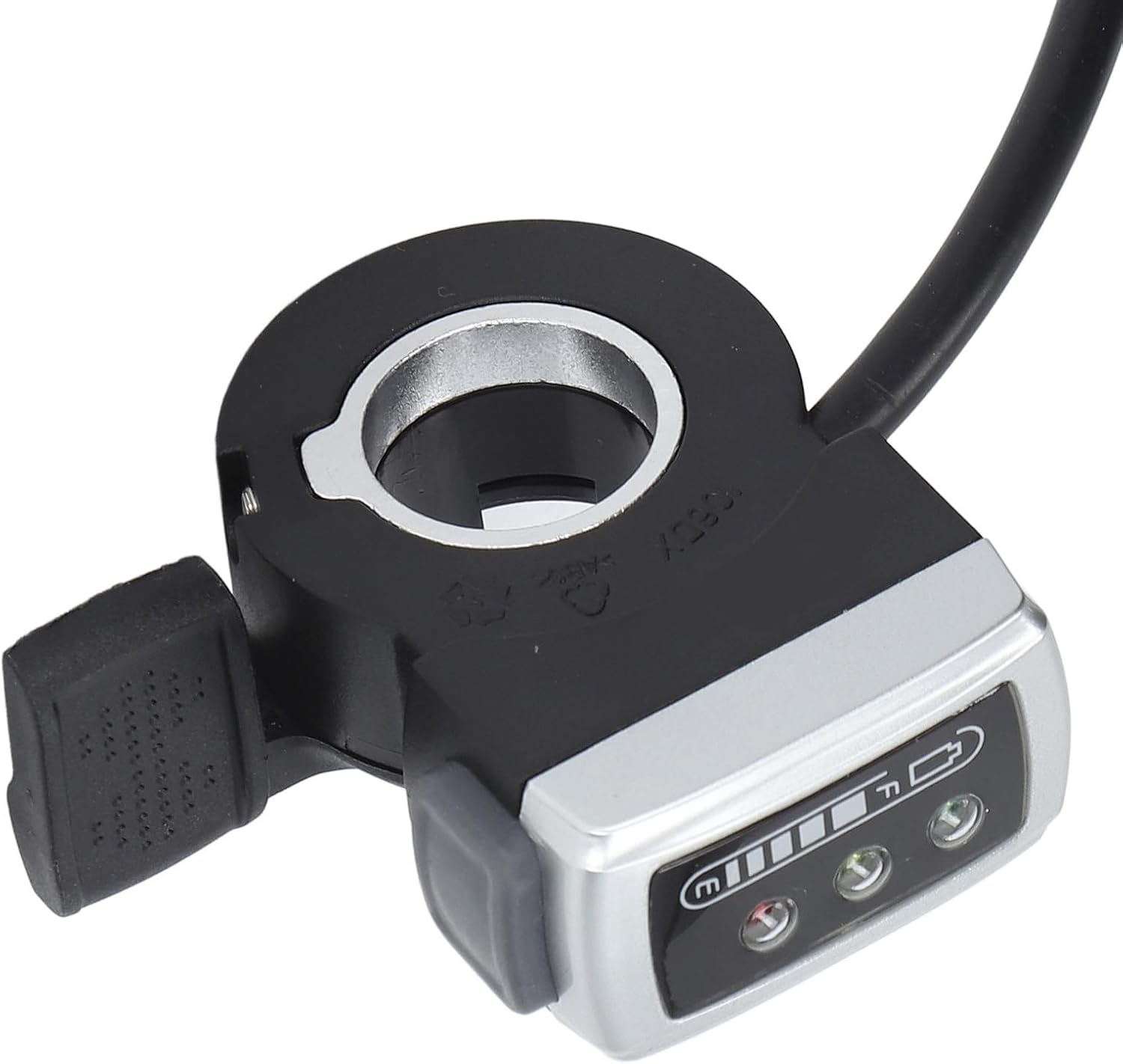 Empuñadura de acelerador de bicicleta eléctrica, acelerador de dedo de scooter con interruptor de estado de la batería Mango acelerador de dedo para