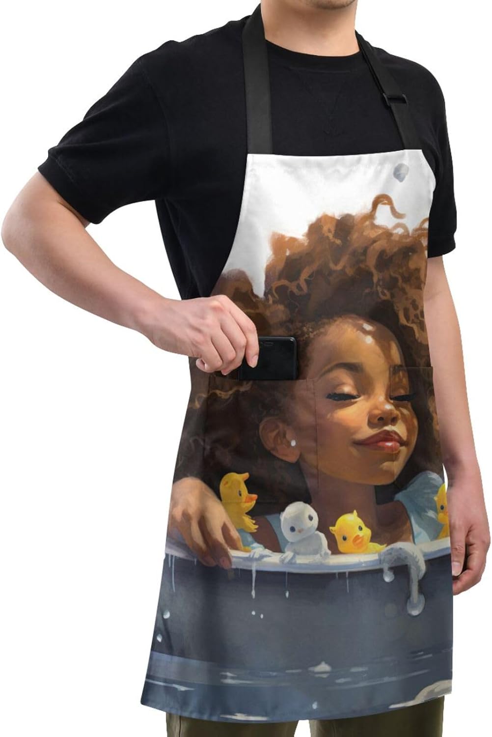 RPLIFE a Girl Laying into a Jacuzzi of Duckies – Delantal de cocina para mujer, bolsillos de delantal, delantal impermeable para cocinar, delantal