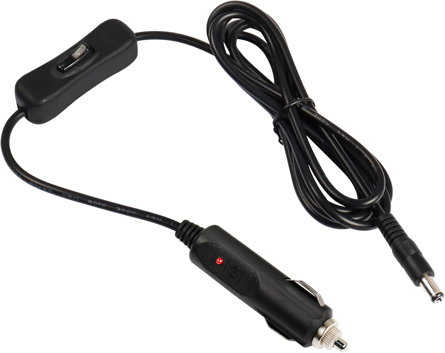 GINTOOYUN Adaptador de fuente de alimentación de extensión de encendedor de cigarrillos de automóvil de 12 V 24 V DC5521 con interruptor 304,
