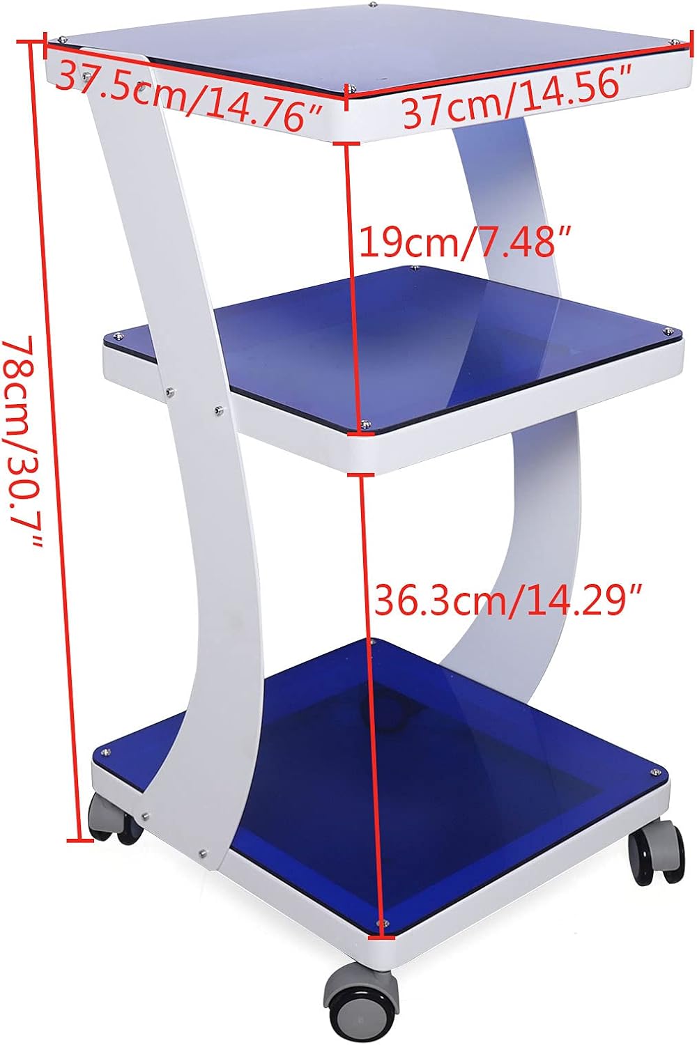 CNCEST Carrito de 3 capas para salón de spa, carrito de carrito, soporte de máquina de belleza resistente para máquina de belleza con rueda