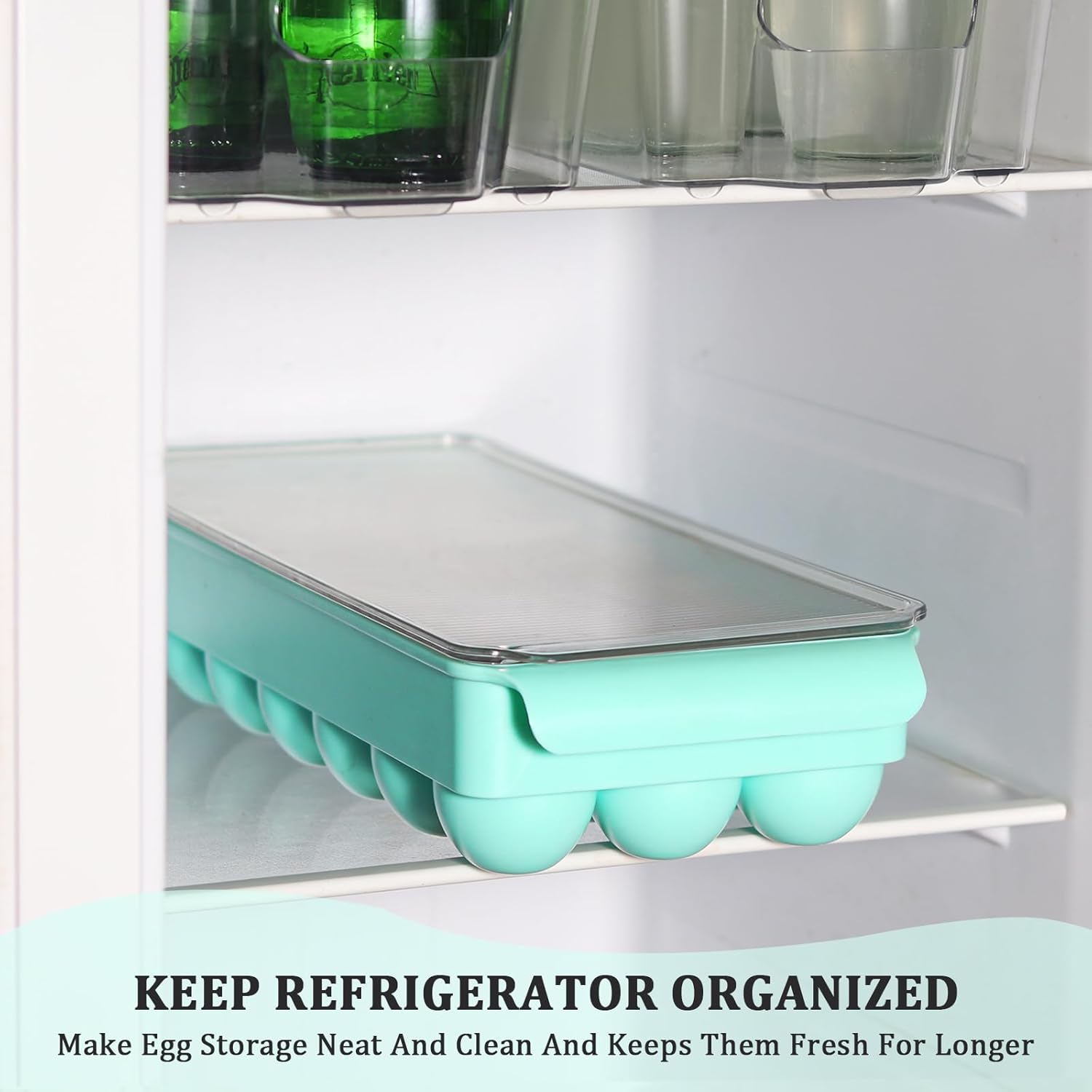 CherHome Contenedor de huevos para refrigerador, soporte de huevos de plástico, 21 unidades, contenedor de almacenamiento de huevos, organizador de