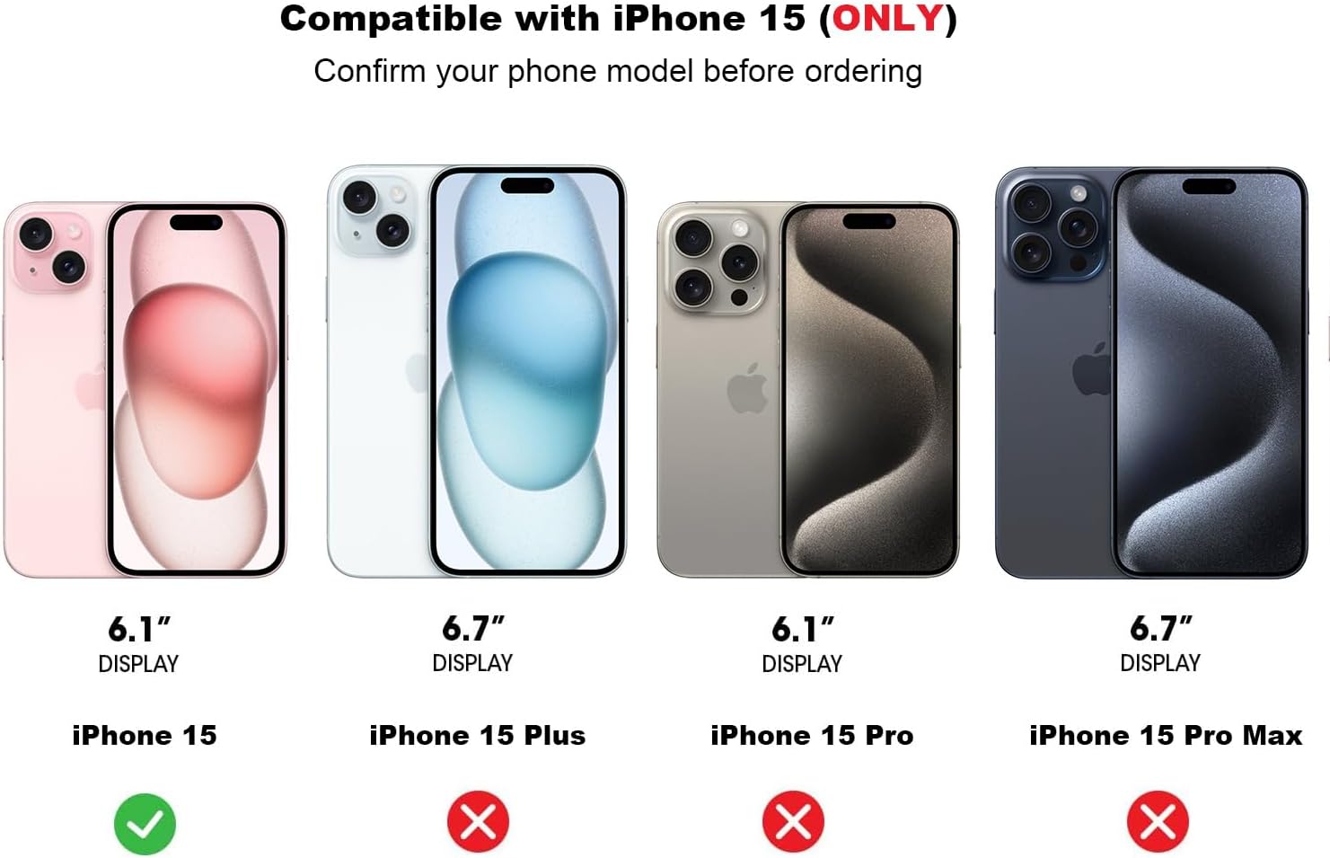Funda diseñada para iPhone 15 con soporte, compatible con MagSafe, parte trasera de policarbonato transparente antiarañazos + parachoques de TPU a