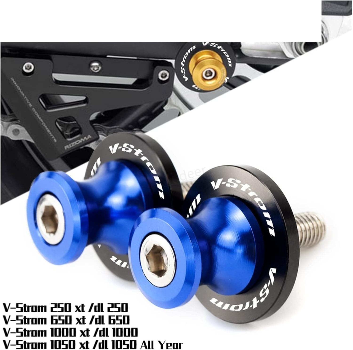 LCCDZ Compatible con Suzuki V-Strom 650 V-Strom650 VStrom 1000 1050 Carretes de basculante para motocicleta, deslizador, 0.315 in, soporte