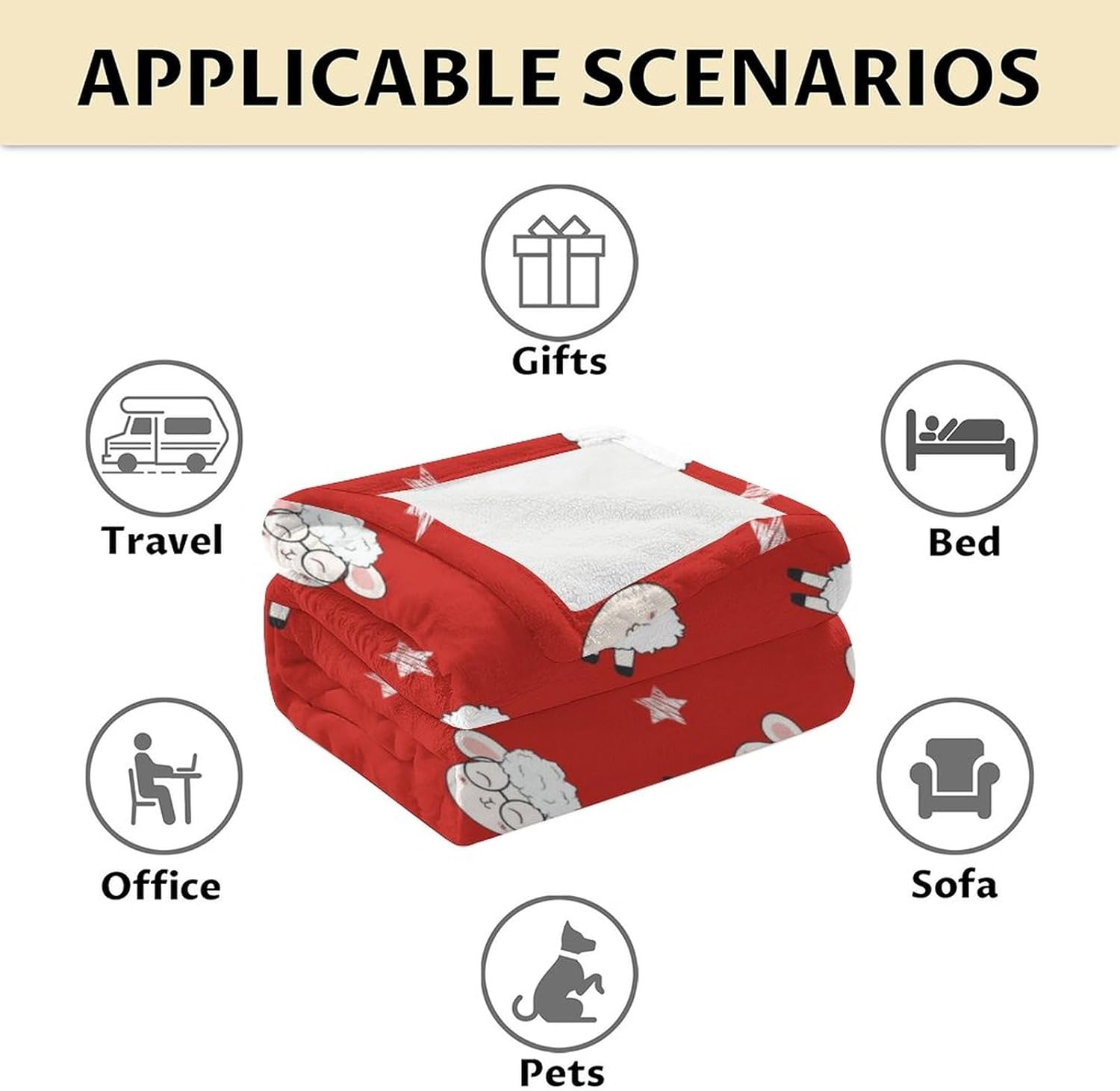 Manta de oveja de regalo, 30 x 40 pulgadas, bonita manta para niños, niñas y mujeres, mantas rojas suaves y peludas para cama, sofá y viajes