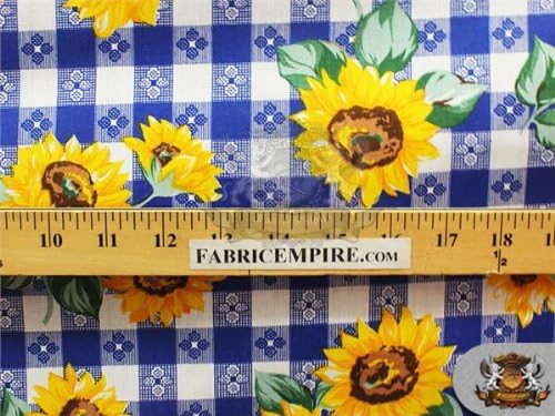 Tela estampada de polialgodón girasol picnic azul  60 pulgadas de anchovendido por The Yard