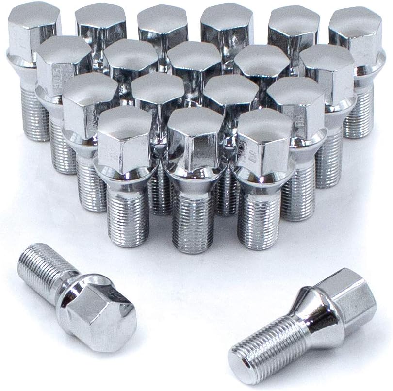 Wheel Accessories Parts Juego de 20 pernos cromados de 12 x 1.5 pulgadas, asiento cónico con hexagonal de 0.669 in, longitud de vástago de 1.181 in,