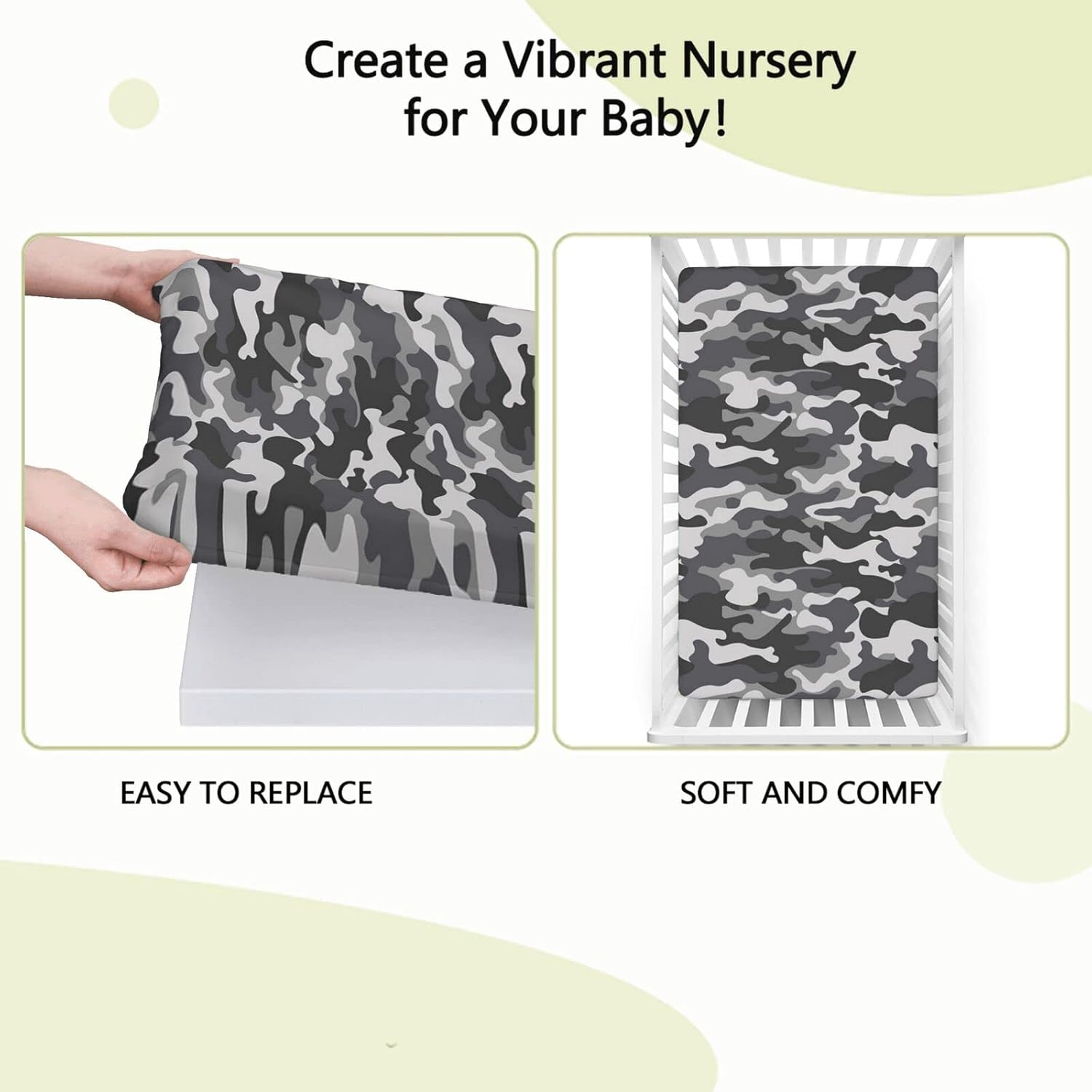 Sábana bajera ajustable para cuna con temática de camuflaje, sábana bajera estándar para cuna para niños pequeños, ideal para habitación de niños o